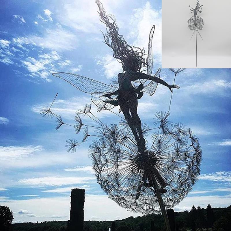 Fairies and Dandelion Dancing Together Outdoor Garden Sculpture