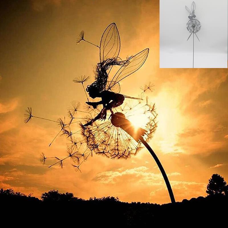 Fairies and Dandelion Dancing Together Outdoor Garden Sculpture