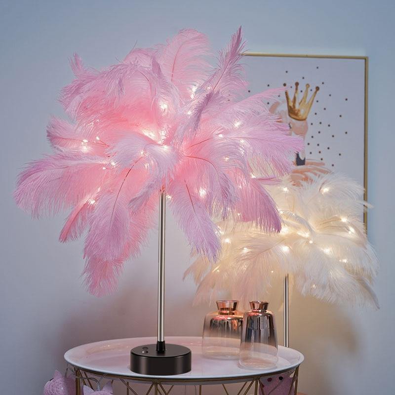 Feather Table Lamp - Elegant Plume Design - Bedside Accent Light - Image 1