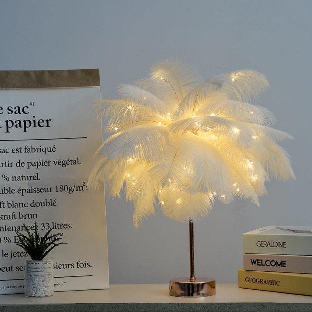 Feather Table Lamp - Elegant Plume Design - Bedside Accent Light - Image 2