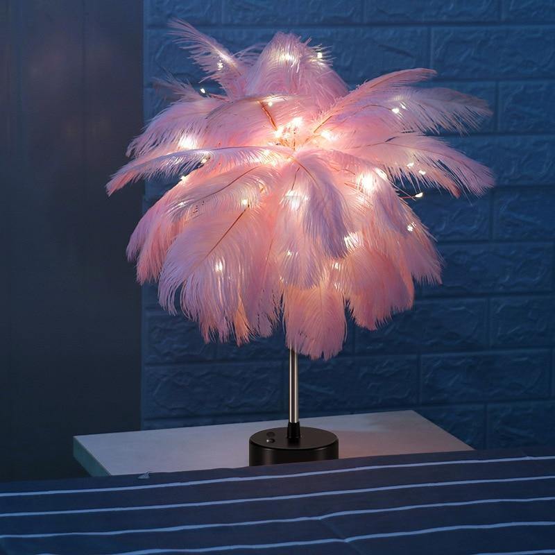Feather Table Lamp - Elegant Plume Design - Bedside Accent Light - Image 3