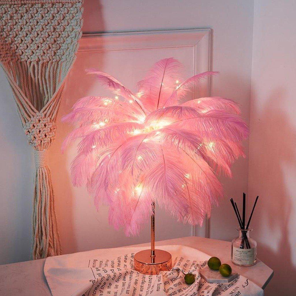 Feather Table Lamp - Elegant Plume Design - Bedside Accent Light - Image 4