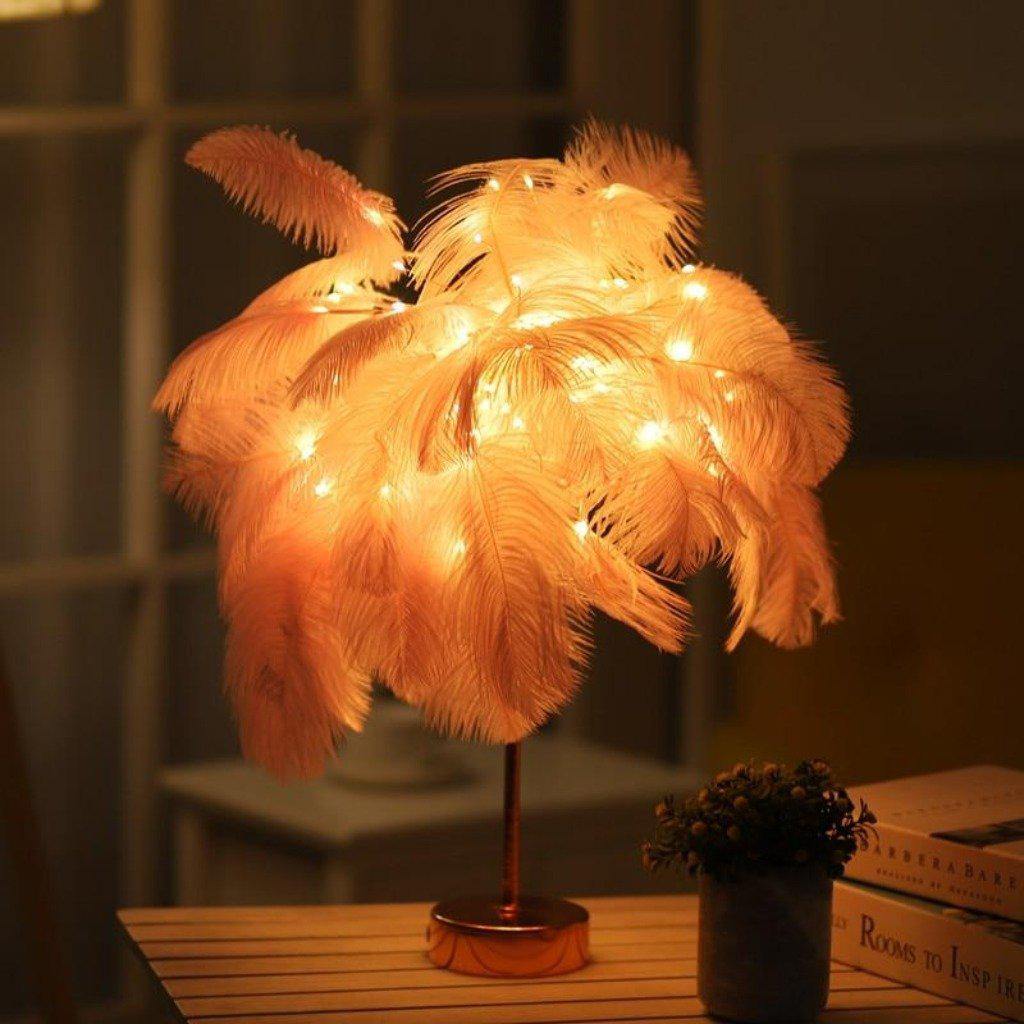 Feather Table Lamp - Elegant Plume Design - Bedside Accent Light - Image 5