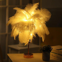 Feather Table Lamp - Elegant Plume Design - Bedside Accent Light