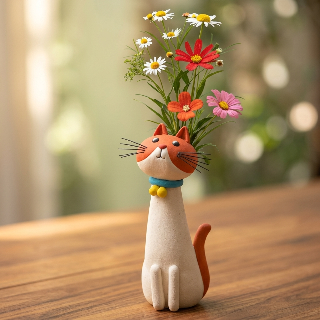 Felina – Handmade Ceramic Cat Flower Vase