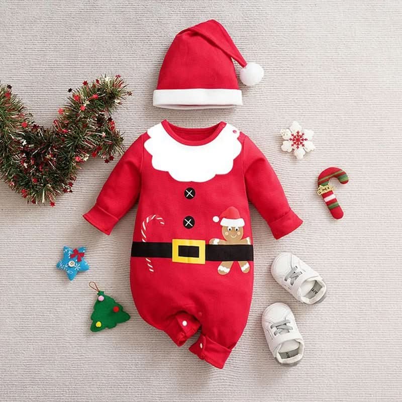 Festive Outfit – Soft Cotton Christmas Romper for Baby's First Celebration