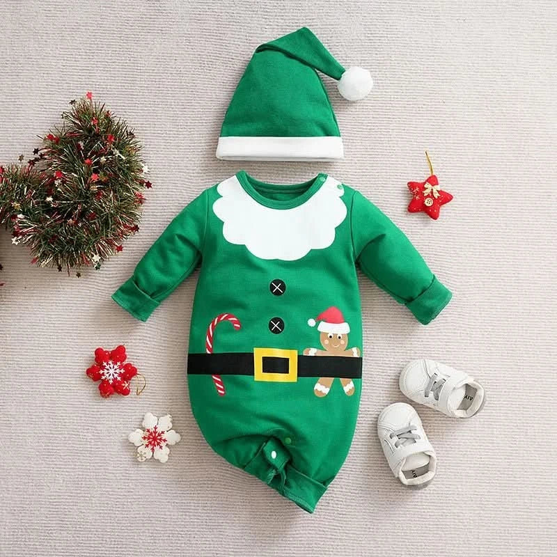 Festive Outfit – Soft Cotton Christmas Romper for Baby's First Celebration