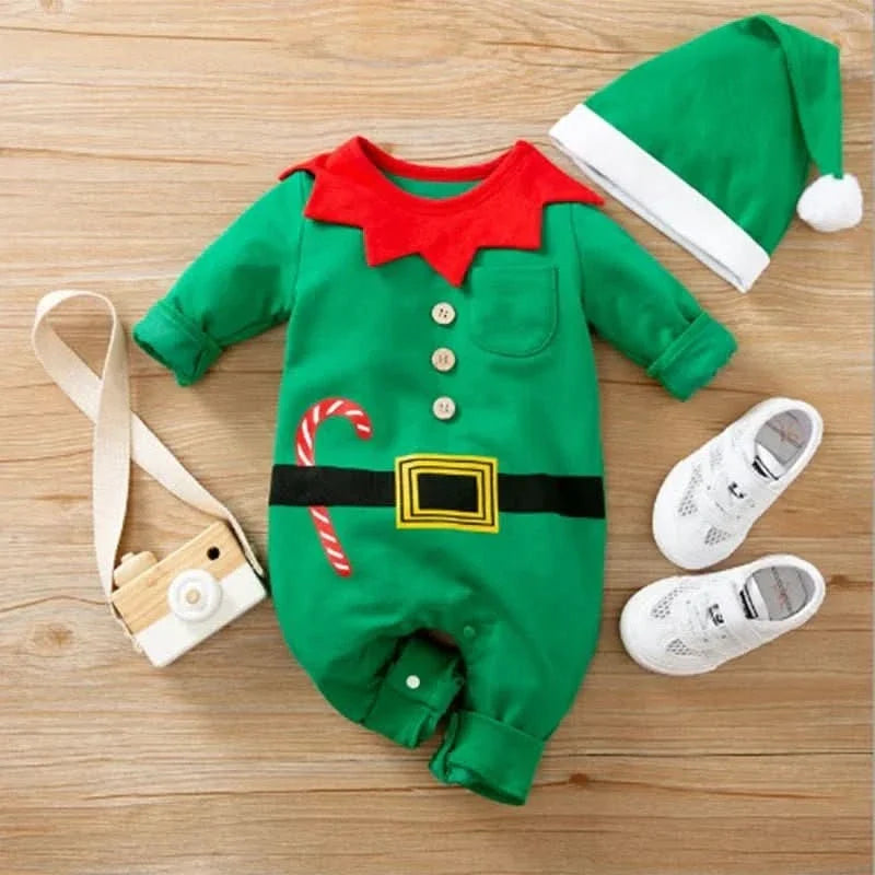Festive Outfit – Soft Cotton Christmas Romper for Baby's First Celebration