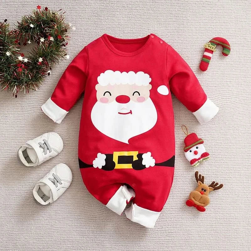 Festive Outfit – Soft Cotton Christmas Romper for Baby's First Celebration