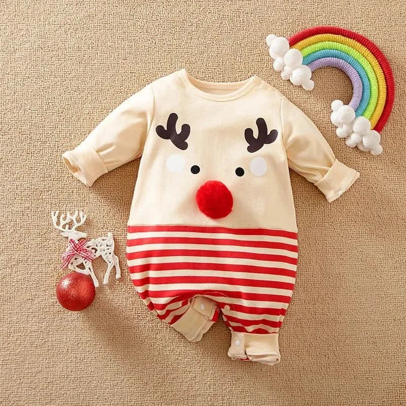 Festive Outfit – Soft Cotton Christmas Romper for Baby's First Celebration