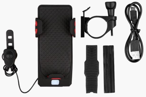 FietsPro 4-in-1 Phone Mount, Power Bank, Light & Horn