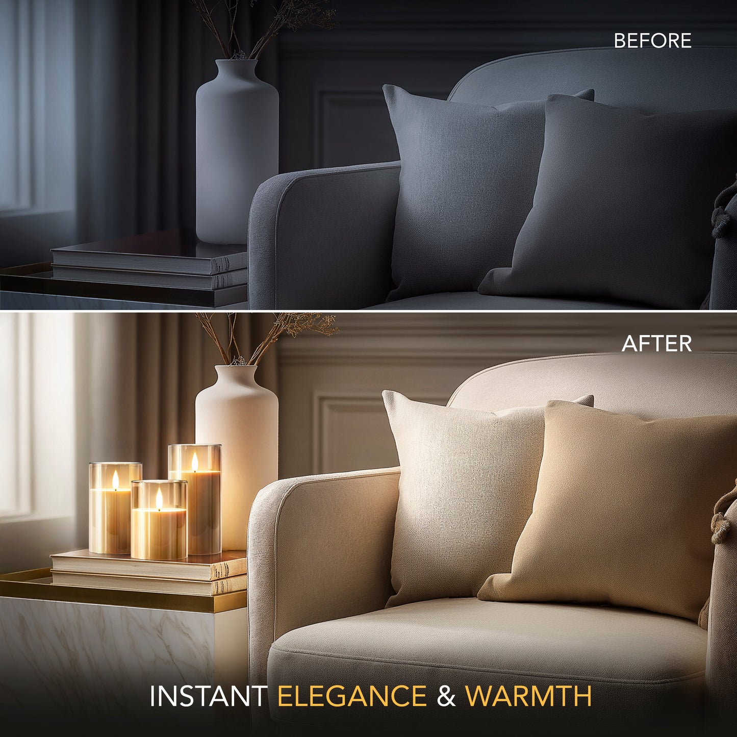 Flameless Candles - Elegant Wireless Set of 3 - Battery Operated - Decorative Lighting - Image 5