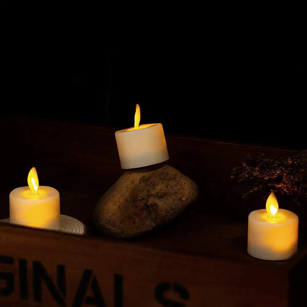 Flameless Tealight Candles - Real Wax LED - Flickering - Remote Timer - Ambient Lighting - Image 1