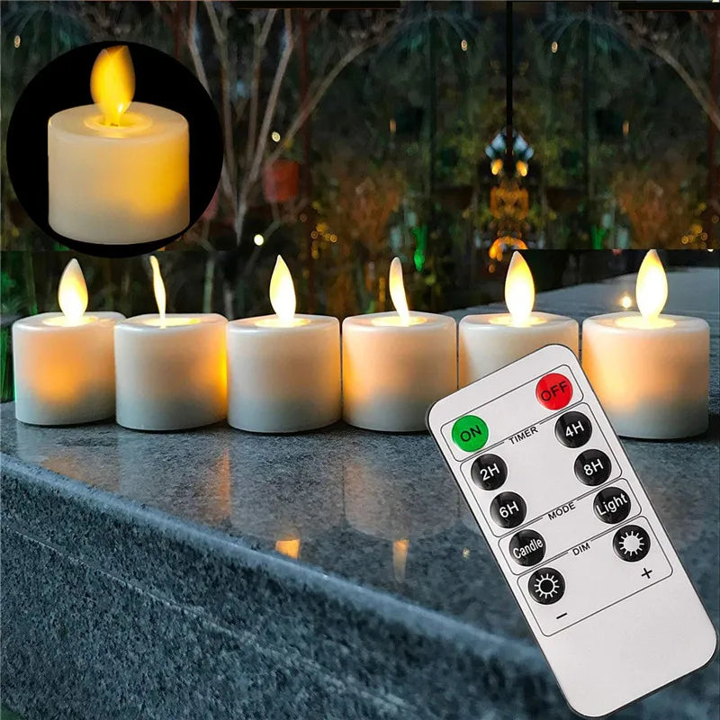 Flameless Tealight Candles - Real Wax LED - Flickering - Remote Timer - Ambient Lighting - Image 3