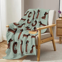 Fleece Throw Blanket | Soft Flannel | Dachshund Print | Sofa and Bed