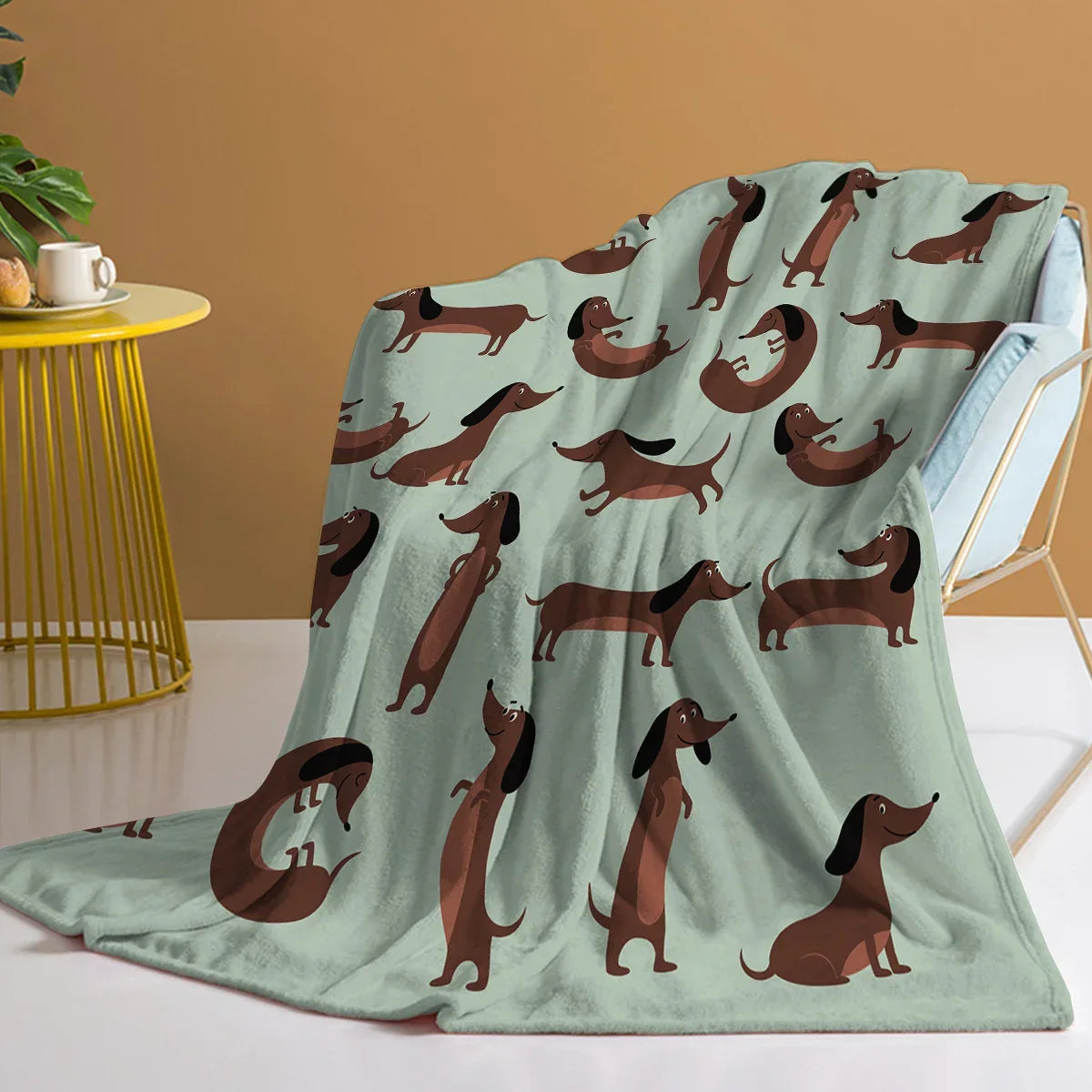 Fleece Throw Blanket | Soft Flannel | Dachshund Print | Sofa and Bed