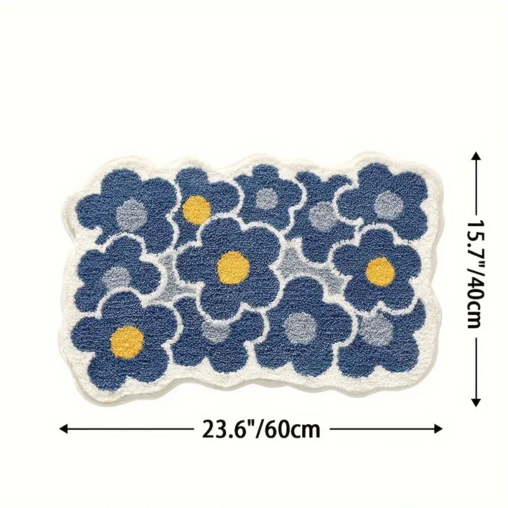 Floral Design Bath Mat - Tufted Microfiber - Absorbent - Stylish Bathroom Rug - Image 10