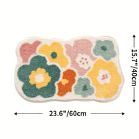 Floral Design Bath Mat - Tufted Microfiber - Absorbent - Stylish Bathroom Rug