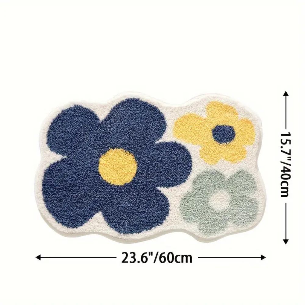 Floral Design Bath Mat - Tufted Microfiber - Absorbent - Stylish Bathroom Rug - Image 6