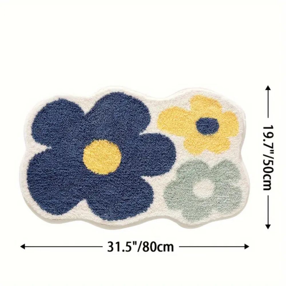 Floral Design Bath Mat - Tufted Microfiber - Absorbent - Stylish Bathroom Rug - Image 7