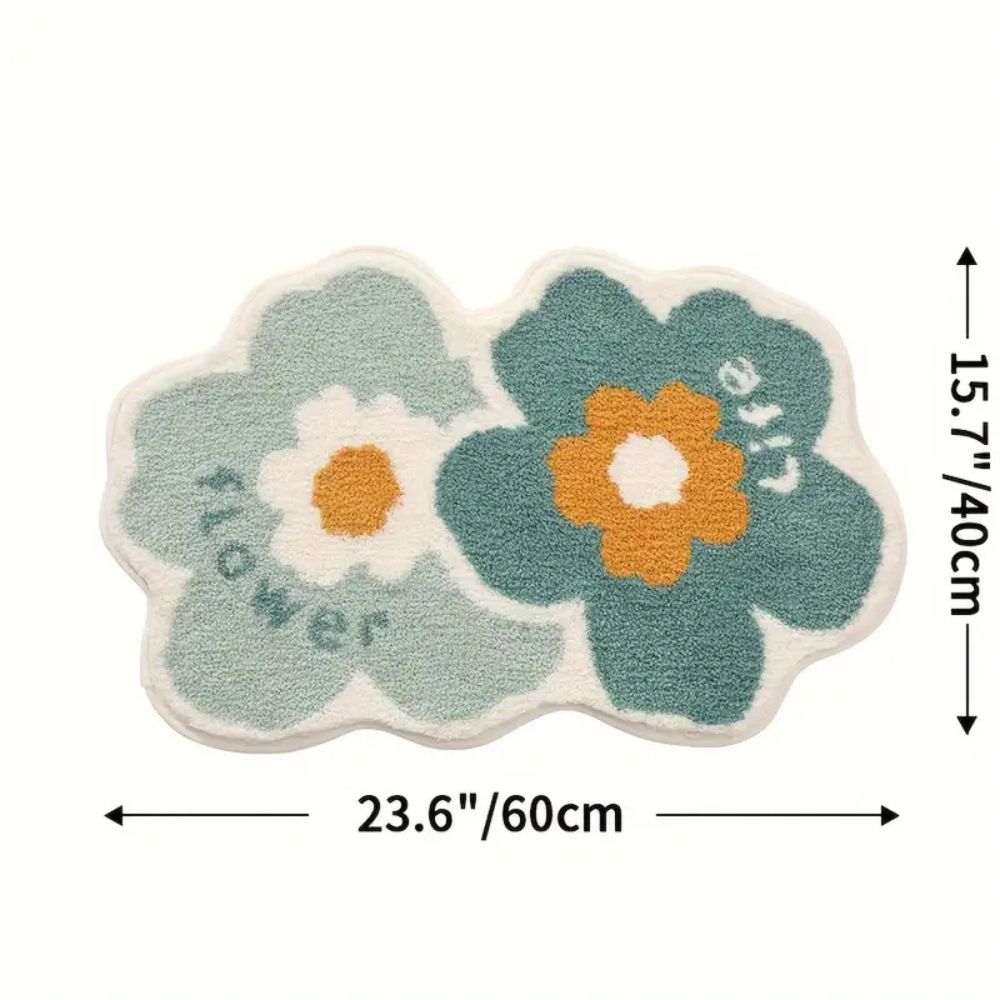 Floral Design Bath Mat - Tufted Microfiber - Absorbent - Stylish Bathroom Rug - Image 8