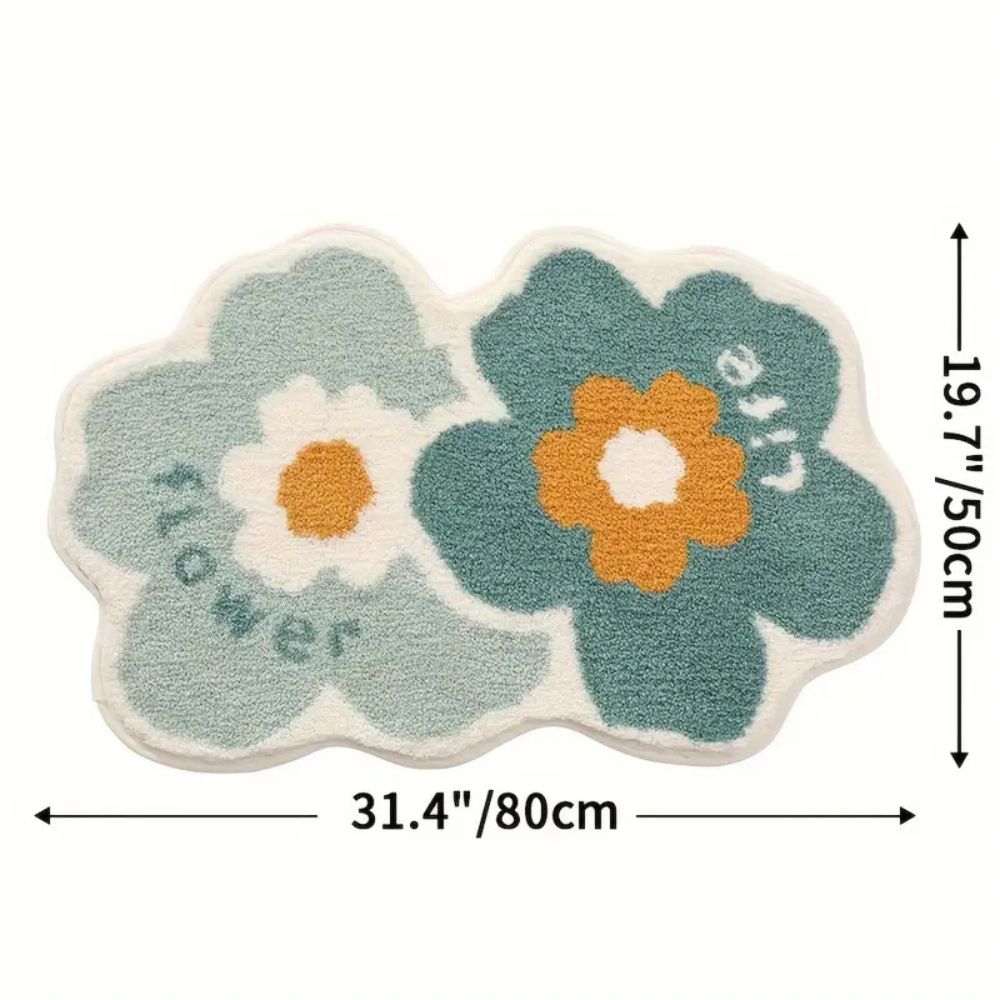 Floral Design Bath Mat - Tufted Microfiber - Absorbent - Stylish Bathroom Rug - Image 9