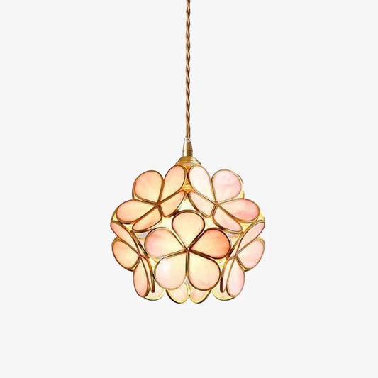 Floral Glass Pendant Light - Brass Accent - Stylish Ceiling Lighting - Image 1