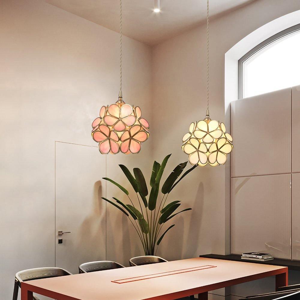Floral Glass Pendant Light - Brass Accent - Stylish Ceiling Lighting - Image 2