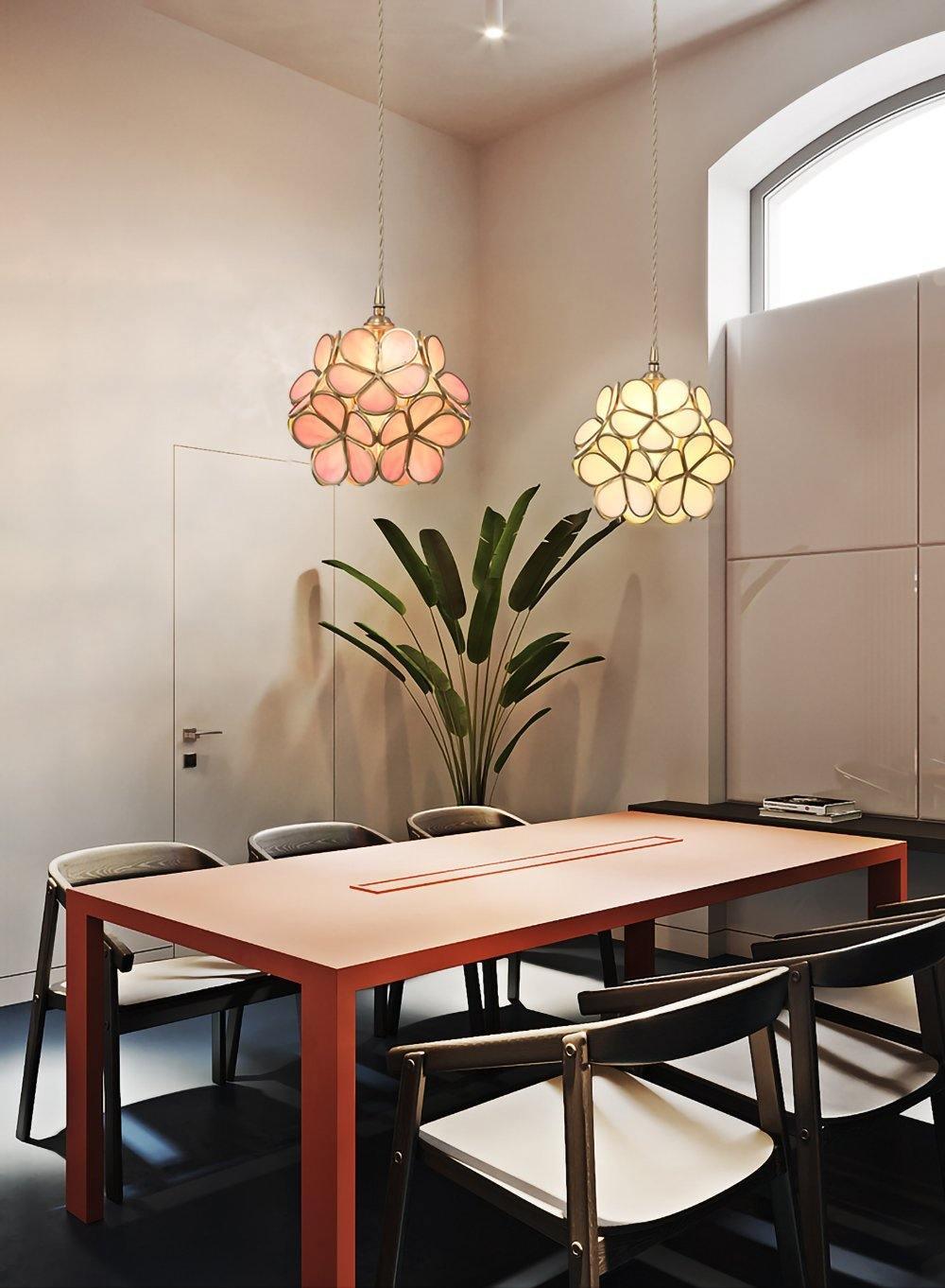 Floral Glass Pendant Light - Brass Accent - Stylish Ceiling Lighting - Image 3