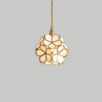 Floral Glass Pendant Light - Brass Accent - Stylish Ceiling Lighting