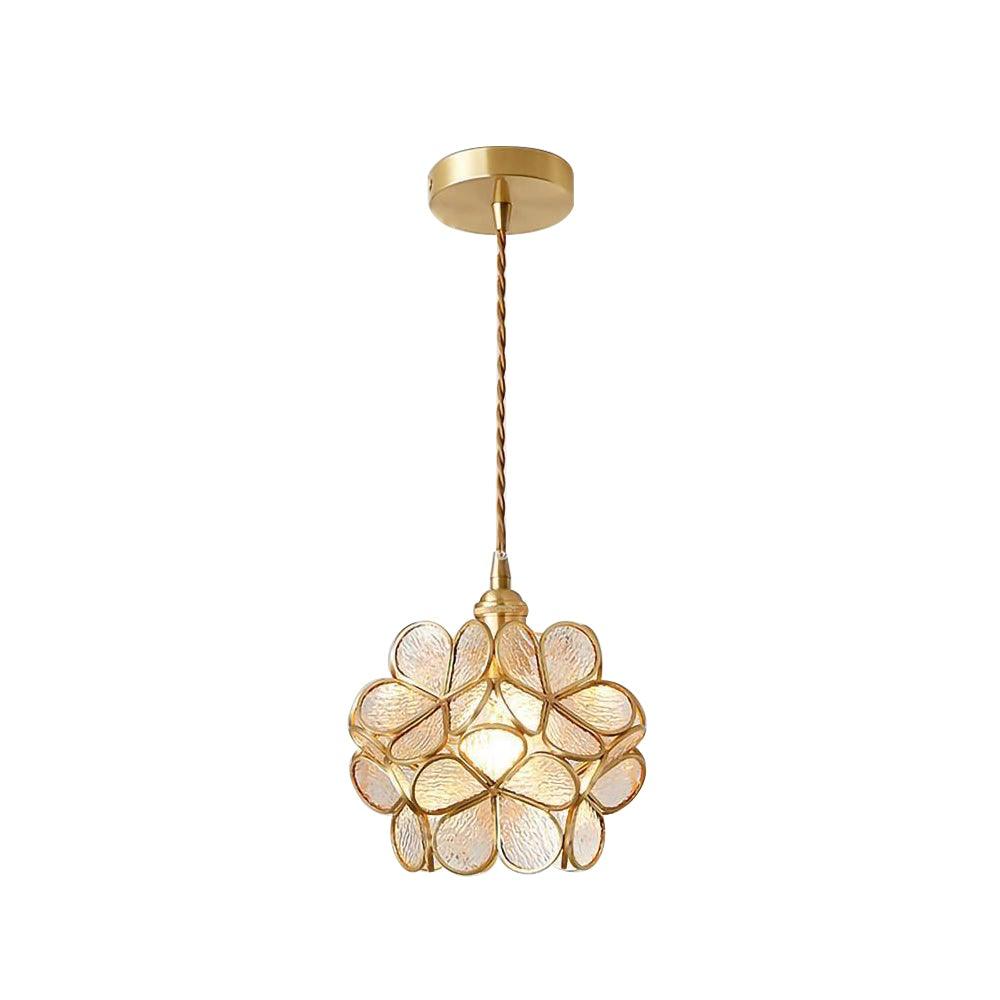 Floral Glass Pendant Light - Brass Accent - Stylish Ceiling Lighting - Image 7