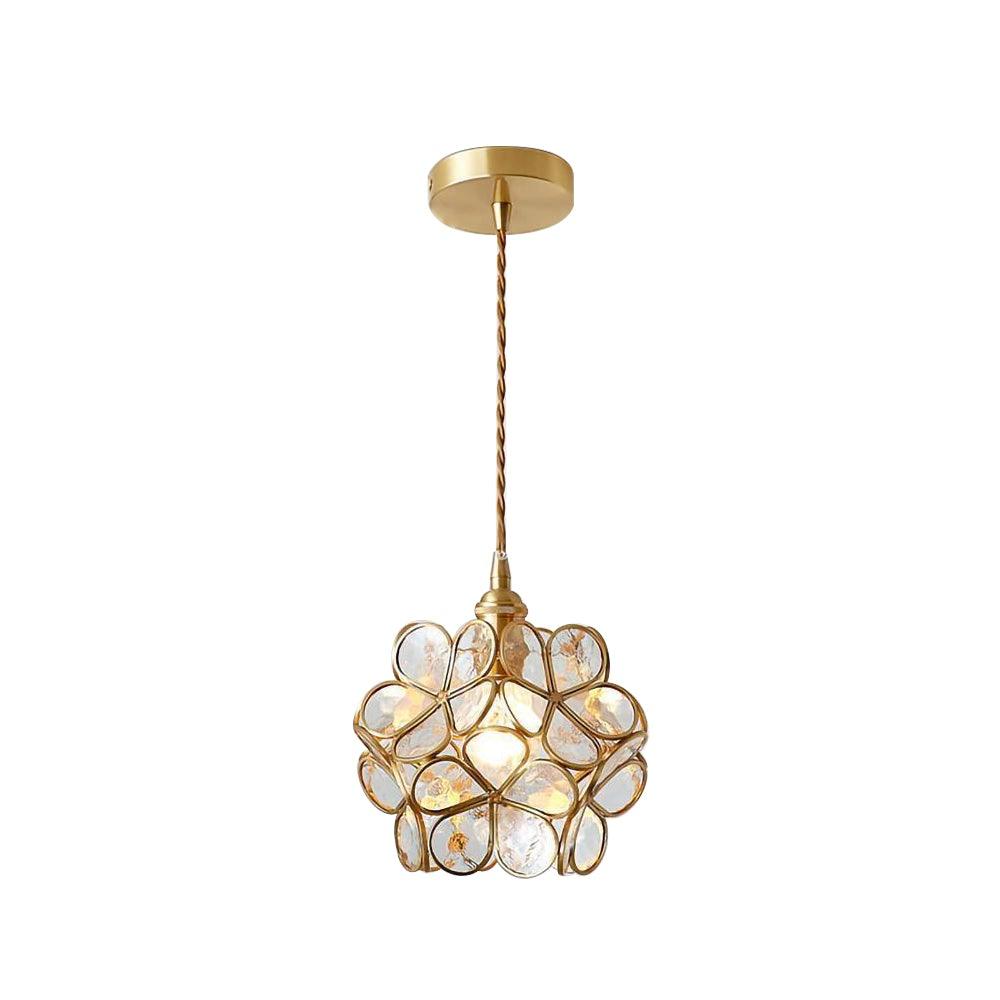 Floral Glass Pendant Light - Brass Accent - Stylish Ceiling Lighting - Image 8