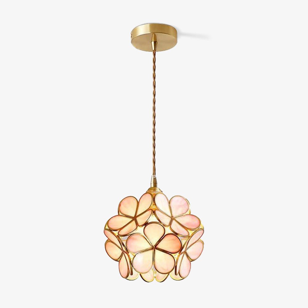 Floral Glass Pendant Light - Brass Accent - Stylish Ceiling Lighting - Image 9