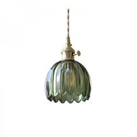 Floral Glass Pendant Light - Elegant Style - Single Light - Copper Fixtures