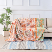 Floral Print Throw Blanket - Boho Style Cotton Blend - Decorative & Comfortable