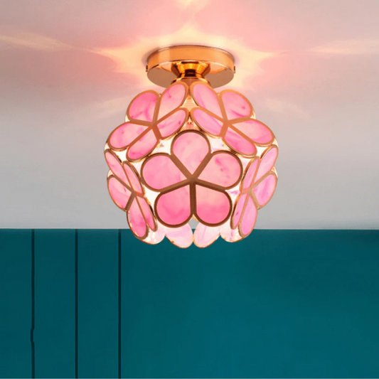 Floral Style Ceiling Light - Iron and Plastic - Stylish Fixture - Image 1
