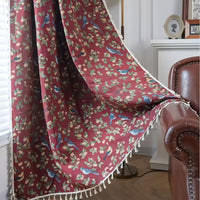 Floral Weave Tassel Curtain - Decorative Window Panel - Elegant Fabric Drape