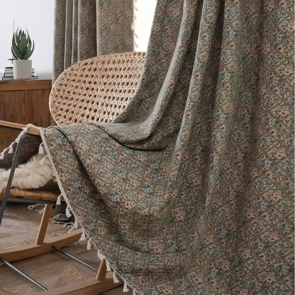 Floral Weave Tassel Curtain - Decorative Window Panel - Elegant Fabric Drape - Image 6