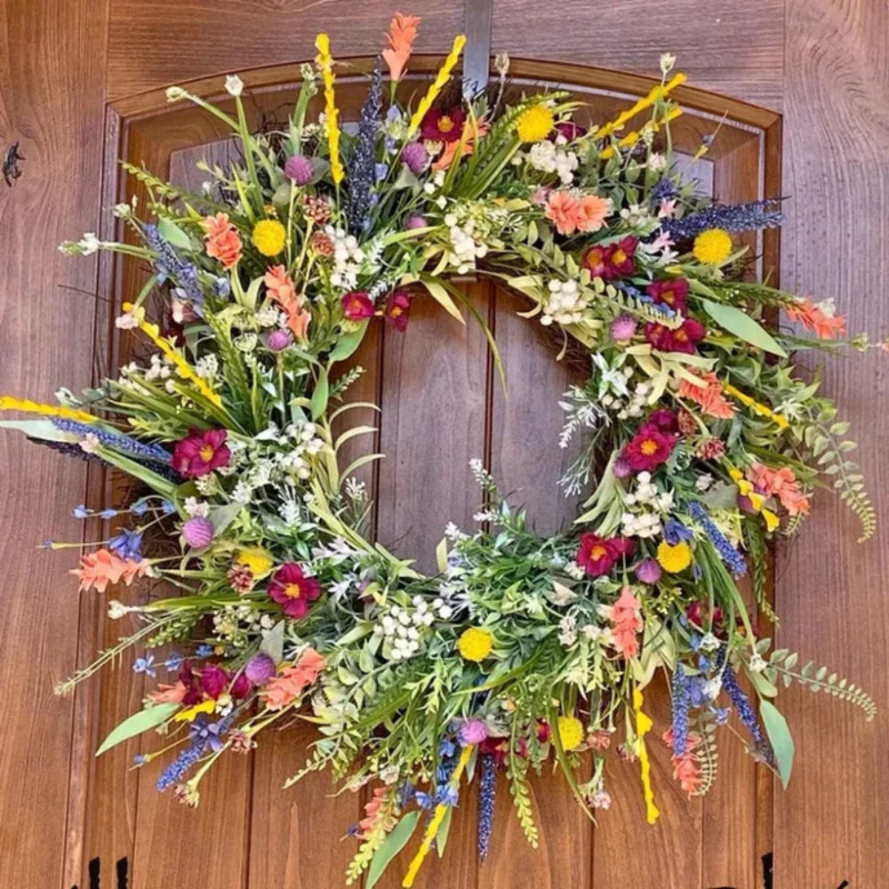 Floral Wreath - Handmade - Seasonal Accent Decor - Image 1