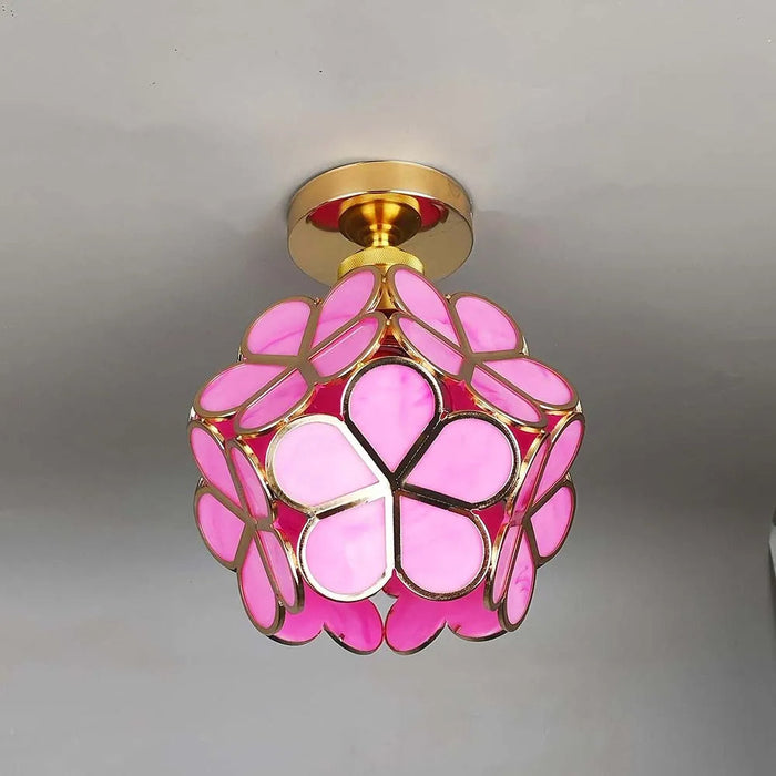 Flower Glass Ceiling Lamp - Floral Design Flush Mount - Hallway Lighting - Image 2