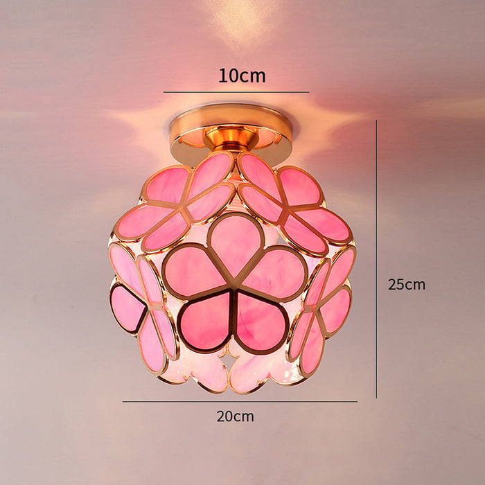 Flower Glass Ceiling Lamp - Floral Design Flush Mount - Hallway Lighting - Image 3