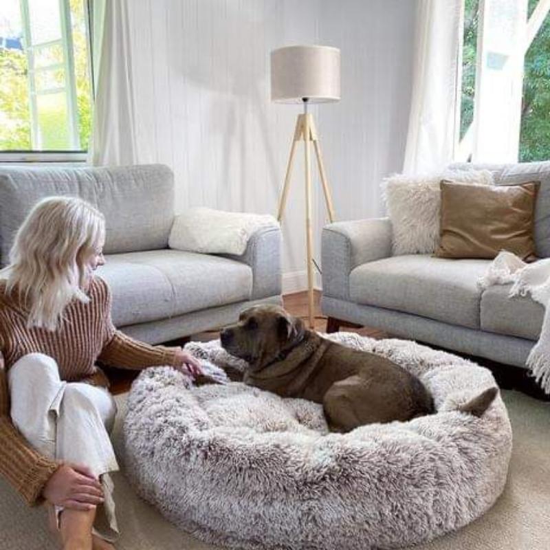 Fluffy Anxiety-Relieving Donut Dog Bed for All Dogs