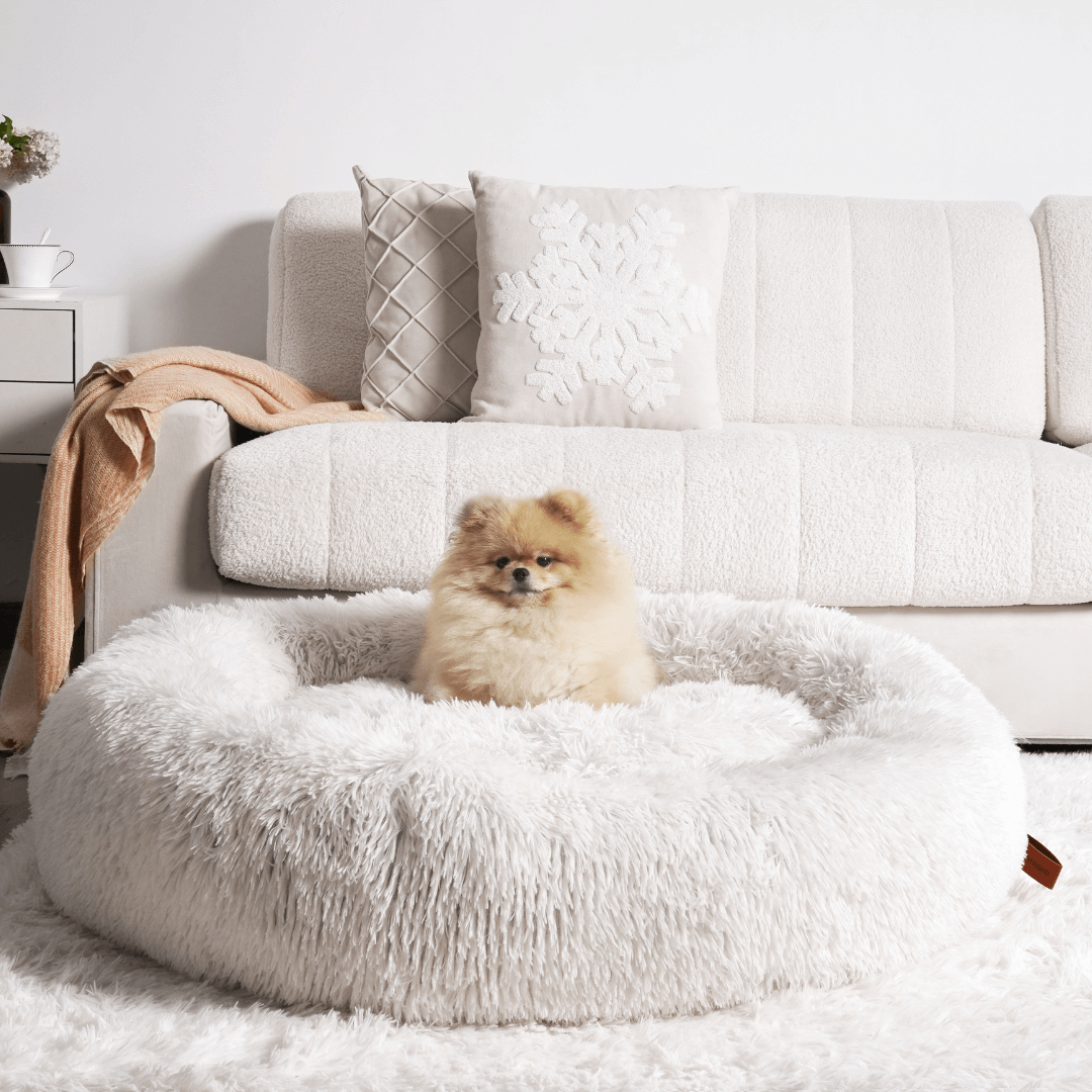Fluffy Anxiety-Relieving Donut Dog Bed for All Dogs