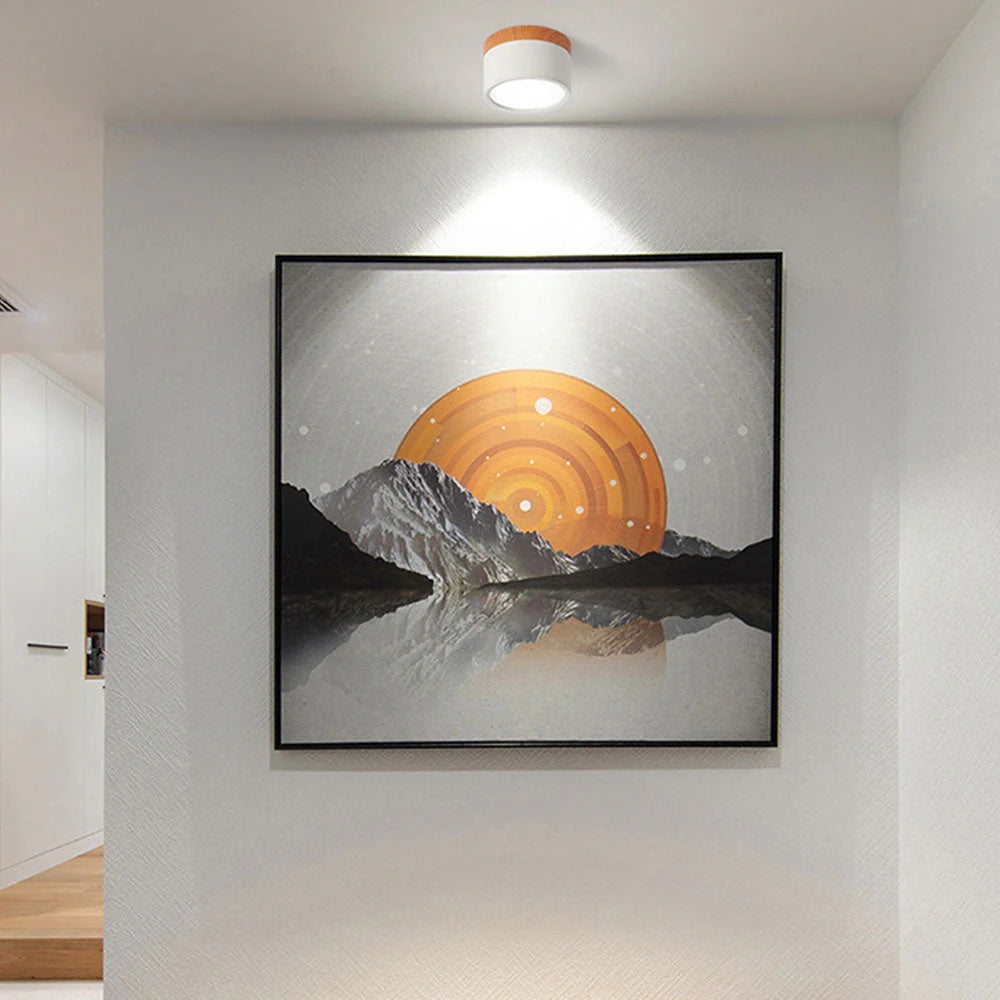 Flush Mount Ceiling Light - Wood Accent - Minimalist Style - Image 1