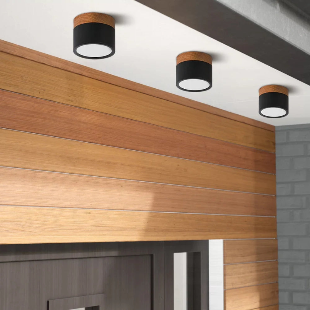 Flush Mount Ceiling Light - Wood Accent - Minimalist Style - Image 2