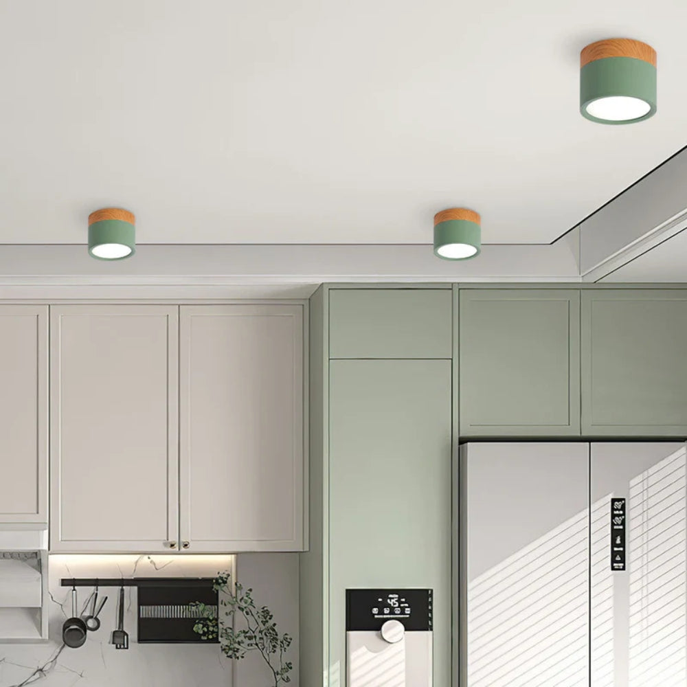 Flush Mount Ceiling Light - Wood Accent - Minimalist Style - Image 3