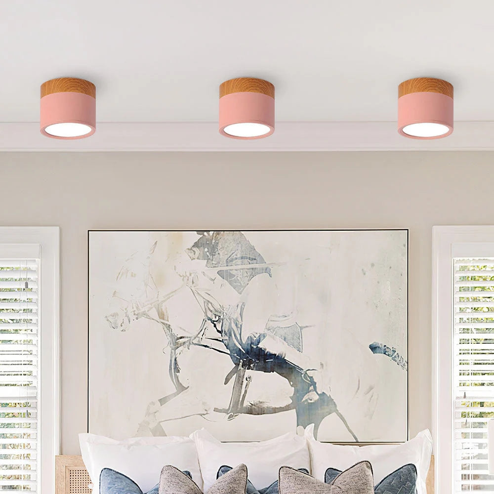 Flush Mount Ceiling Light - Wood Accent - Minimalist Style - Image 4