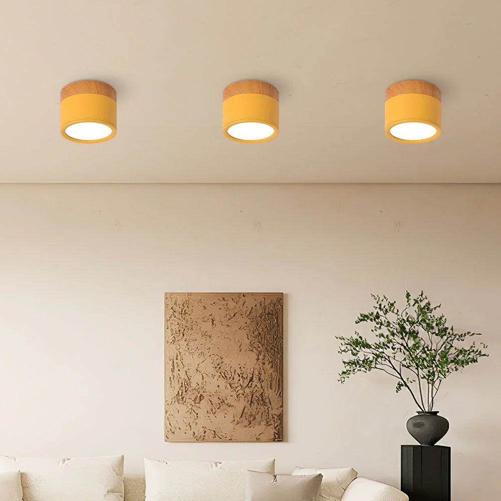 Flush Mount Ceiling Light - Wood Accent - Minimalist Style - Image 5