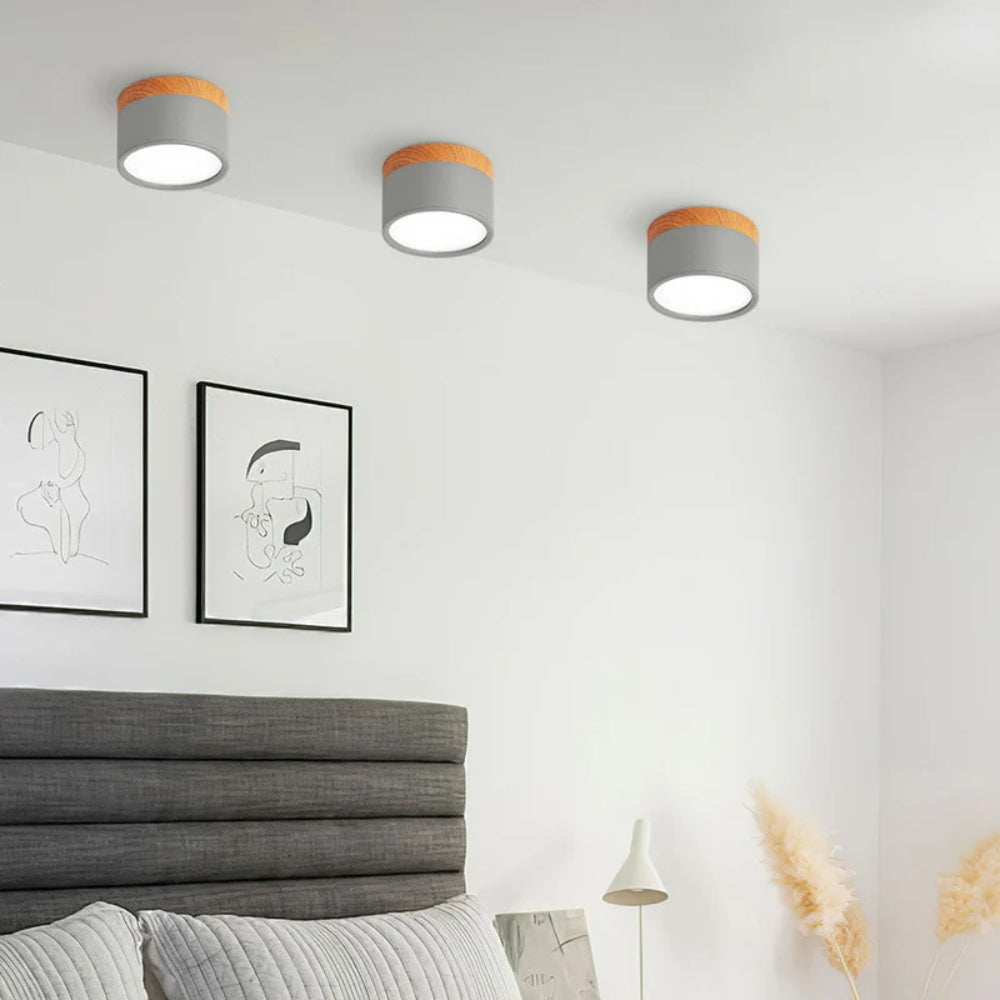 Flush Mount Ceiling Light - Wood Accent - Minimalist Style - Image 6