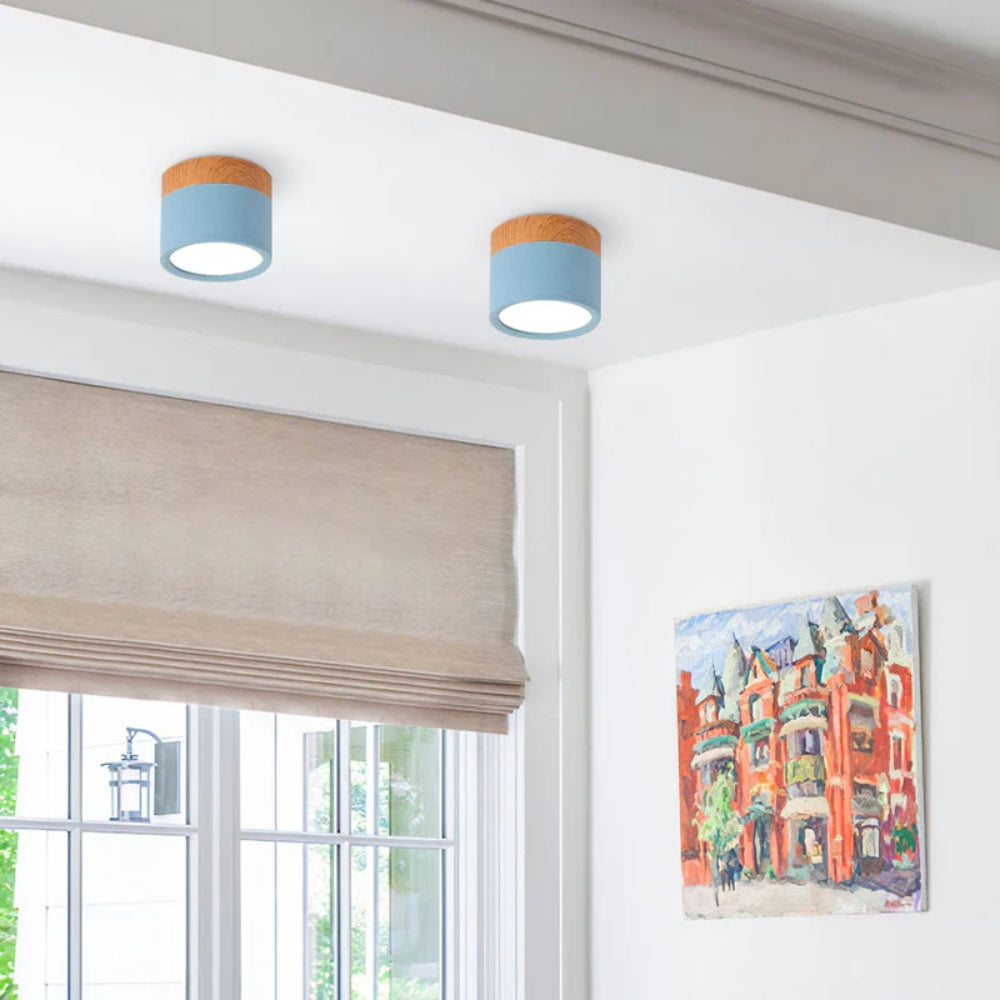 Flush Mount Ceiling Light - Wood Accent - Minimalist Style - Image 7